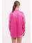 3985 Oversize Saten Gömlek - Fuşya 4