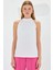 0489 Halter Yaka Örme Bluz - Beyaz 2