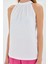 0489 Halter Yaka Örme Bluz - Beyaz 4