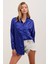 3985 Oversize Saten Gömlek - Saks 1