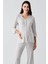 Düğmeli Uzun Kollu Kısa Esnek Viskoz Hamile Pijama Takımı 16207 4