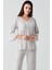 Düğmeli Uzun Kollu Kısa Esnek Viskoz Hamile Pijama Takımı 16207 5