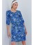 Saks Gül Desenli Midi Elbise 2477 2