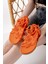 Deri Bayan Sandalet 1001-1001 Orange Bilekten Bağcıklı Kadın Sandalet 3