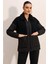 5182 Peluş Detaylı Oversize Şişme Mont Siyah 3