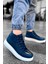 SHO267 Bağcıklı Yüksek Taban Cbt Roma Mirror Erkek Spor Bot Lacıvert 2