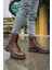 Shoecide SHO009 Bağcıklı Fermuarlı Yüksek Taban Cst Military Erkek Bot Kahve 2