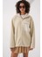 55446 Fermuarlı Oversize Peluş Ceket Mont Krem 3