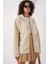 55446 Fermuarlı Oversize Peluş Ceket Mont Krem 4