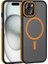 Apple iPhone 15 Kılıf Magsafeli Turuncu Çizgi Detaylı Hygge Premium Kapak 1