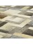 Bej ve Gri Geometrik Desenli Dana Derisi Patchwork Halı 3