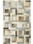 Bej ve Gri Geometrik Desenli Dana Derisi Patchwork Halı 4