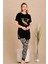 Altı Zebra Desenli Kısa Kollu Dört Mevsimlik Bayan Pijama Takımı 1