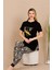Altı Zebra Desenli Kısa Kollu Dört Mevsimlik Bayan Pijama Takımı 2