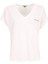 D5SL-TST3544 Beyaz V Yaka Relaxed Baskılı Kadın T-Shirt 1