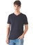 Drop Giyim V Yaka Kısa Kol Penye T-Shirt Lacivert 1