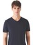 Drop Giyim V Yaka Kısa Kol Penye T-Shirt Lacivert 2