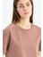 Regular Fit Bisiklet Yaka Basic Düz Penye Kısa Kollu Tişört W9584AZ25SP 4