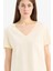 Regular Fit V Yaka Basic Düz Penye Kısa Kollu Tişört W9578AZ25SP 4