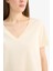 Regular Fit V Yaka Basic Düz Penye Kısa Kollu Tişört W9578AZ25SP 5