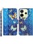 Xiaomi Redmi Note 14 4g (163.25X76.55X8.16MM) Kılıf 3D Desen Baskılı Telefon Deri Telefon Kapağı-Mavi Altın Ler (Yurt Dışından) 1