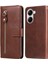 Xiaomi Poco X7 Pro 5g/redmi Turbo 4 5g Kılıf Fermuar Cüzdan Buzağı Dokusu Pu Deri Telefon Kapağı-Kahverengi (Yurt Dışından) 1