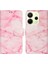 Xiaomi Redmi Note 14 Pro 4g Kılıf Desenli Pu Deri Flip Telefon Kapağı-Pembe Mermer (Yurt Dışından) 1