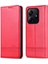 Xiaomi Redmi Note 14 5g Kılıf Sığır Derisi Doku Pu Deri Cüzdan Telefon Kapağı-Kırmızı (Yurt Dışından) 1