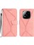 Xiaomi Redmi Note 14 Pro 4g Kılıf Cilt Dokunmatik Hatları Baskılı Pu Deri Flip Telefon Kapağı-Pembe (Yurt Dışından) 1