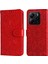 Xiaomi Redmi Note 14 4g (163.25X76.55X8.16MM) Kılıf Ayçiçeği Baskılı Deri Cüzdan Telefon Kapağı-Kırmızı (Yurt Dışından) 1