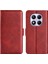 Xiaomi Redmi Note 14 Pro 4g Buzağı Dokulu Deri Cüzdan Telefon Kılıfı-Kırmızı (Yurt Dışından) 1