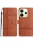 Xiaomi Redmi Note 14 4g (163.25X76.55X8.16MM) Kılıf Hattı Baskılı Pu Deri Cüzdan Telefon Kapağı-Kahverengi (Yurt Dışından) 1