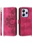 Xiaomi Redmi Note 14 4g (163.25X76.55X8.16MM) Kılıf Çiçek Desenli Pu Deri Cüzdan Askılı-Şarap Kırmızı (Yurt Dışından) 1