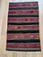 76X123 cm Küçük Kilim, Çizgili Tasarım Renkli Pıtrak Motifli, El Dokuma Yün Kilim, Modern Dekoratif Kilim 1