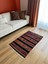 76X123 cm Küçük Kilim, Çizgili Tasarım Renkli Pıtrak Motifli, El Dokuma Yün Kilim, Modern Dekoratif Kilim 4
