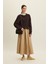 Katy Gabardin Büzgülü Etek Camel 7