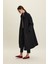 Kemerli Oversize Gabardin Trençkot Siyah 2