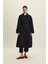 Kemerli Oversize Gabardin Trençkot Siyah 4