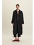Kemerli Oversize Gabardin Trençkot Siyah 5