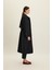 Kemerli Oversize Gabardin Trençkot Siyah 7