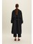 Kemerli Oversize Gabardin Trençkot Siyah 8