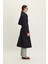 Kemerli Oversize Gabardin Trençkot Lacivert 5