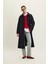 Kemerli Oversize Gabardin Trençkot Lacivert 7