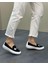 Siyah Renk Taşlı Düz Taban Kadın Kot Sneakers 1