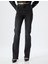 Ispanyol Paça Kot Pantolon Suni Deri Detaylı Yırtmaçlı Standart Bel Slim Fit - Flare Jeans 3