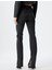 Ispanyol Paça Kot Pantolon Suni Deri Detaylı Yırtmaçlı Standart Bel Slim Fit - Flare Jeans 4