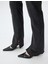 Ispanyol Paça Kot Pantolon Suni Deri Detaylı Yırtmaçlı Standart Bel Slim Fit - Flare Jeans 5