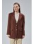 Kadın Oversize Astarlı Dokuma Blazer Ceket 2