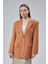 Kadın Oversize Astarlı Dokuma Blazer Ceket 3
