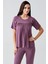 Dantelli Kısa Kollu Esnek Viskoz Pijama Takım 17204 2
